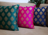Set of 4 Silk Cushion Covers 16x16 Inches, Sofa Cushion Cover, Diwali Gift, Decorative Throw Pillow, Decorative Cushion,